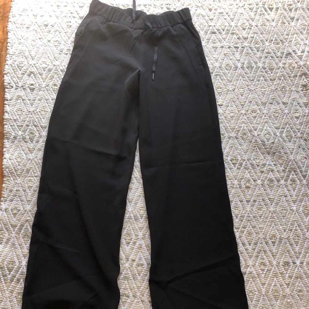 Black lululemon on the fly wide leg pants.